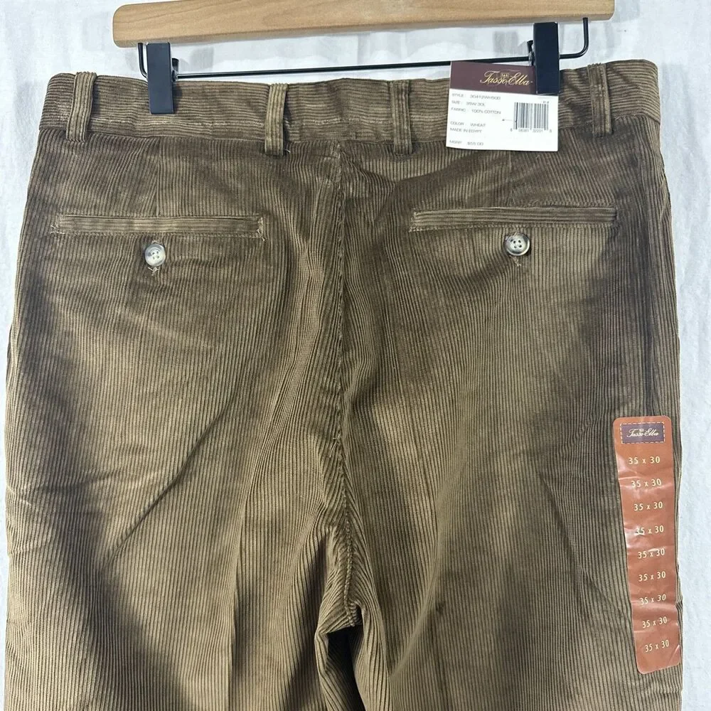 Tasso Elba Brown Corduroy Academia Straight Leg Pants Mens Sz 35x30 Preppy